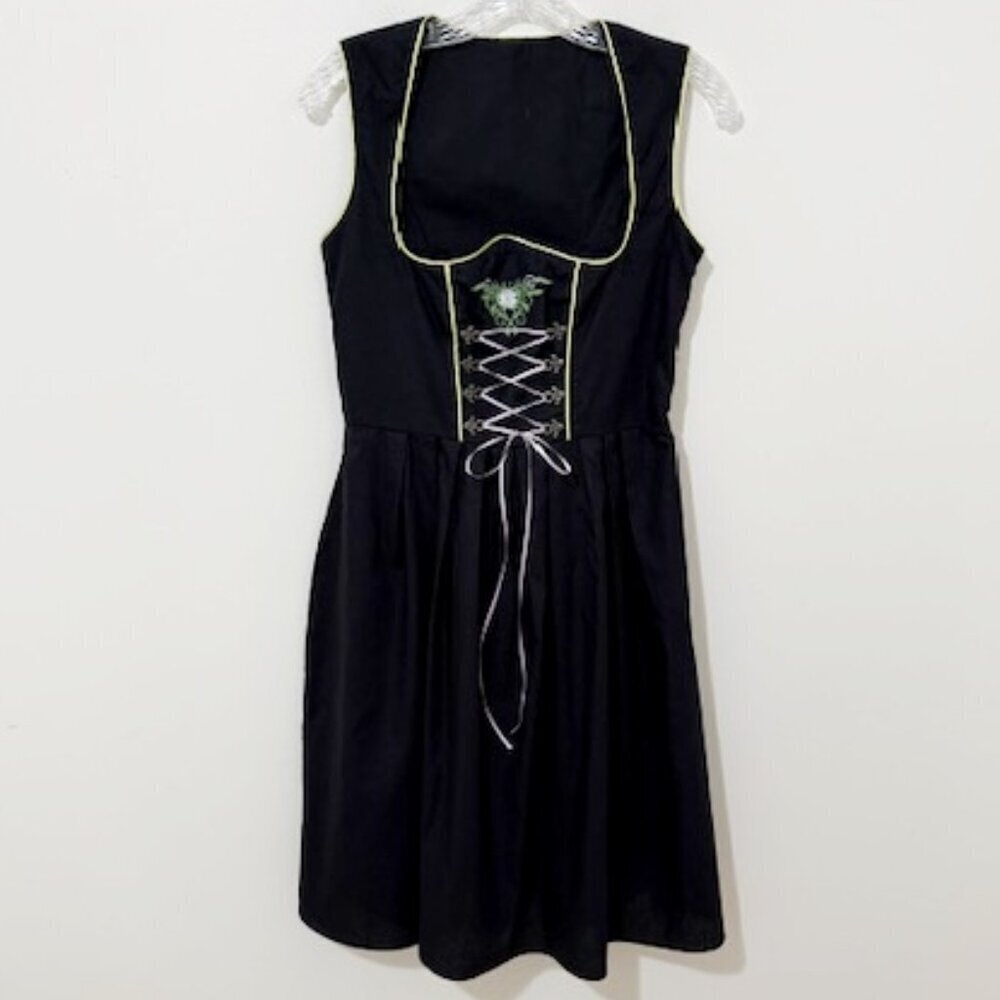 Haus Huberts Trachtenmode Women's Dirndl Black Dress Lace Up Oktoberfest 36